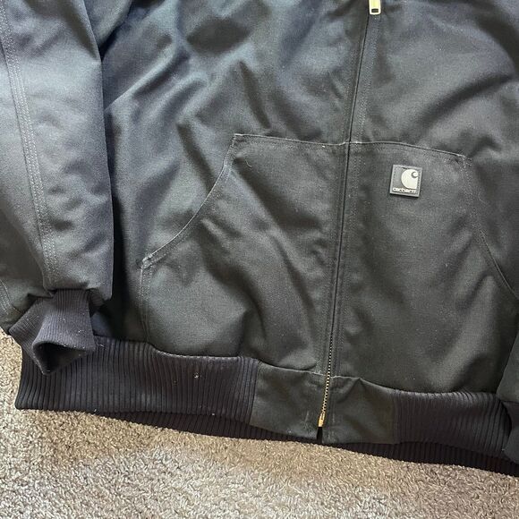 Carhartt J133 Insulated Jacket Full Zip Quilted Hooded Black Mens Size XL - Picture 3 of 8
